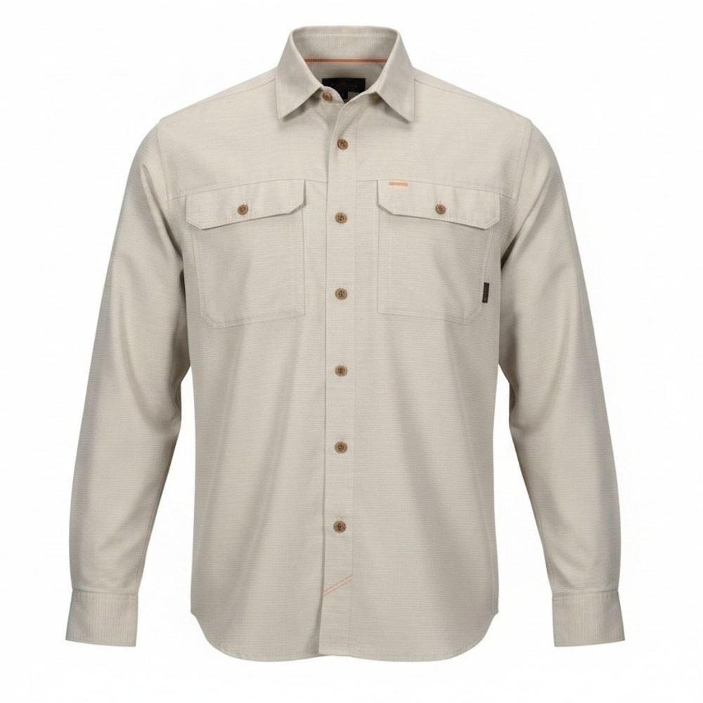 Mountain Hardwear Button Down Men M Tan Long Sleeve Hiking Outdoor Shirt - Picture 2 of 9